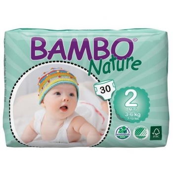 Pañal T2, 3-6kg Bambo Nature 30 Uds