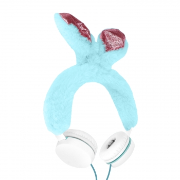 Cascos Audio Jack 3,5mm Orejas Conejo Pelo Azul