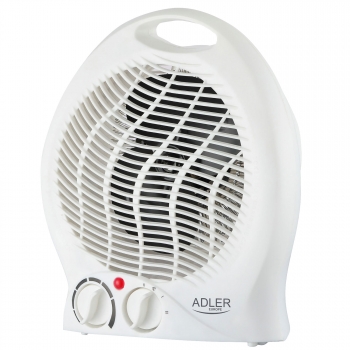 Adler Ad 7728 Calefactor  Ventilador Eléctrico Portátil, Aire Caliente / Frío, 2 Niveles De Potencia, Termostato, Sistema De Seguridad Contra Sobrecalentamiento, Blanco, 1000w / 2000w