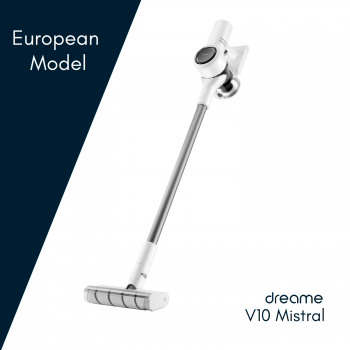 Dreame V10 Mistral - Aspirador Sin Cables, Modelo Europeo, Tecnología De Reducción De Ruido, 100.000 Rpm, 60 Min, Blanco, 450 W
