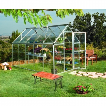 Palram - Canopia Harmony Invernadero De Jardín Policarbonato Transparente 306x185x208 Cm Plateado