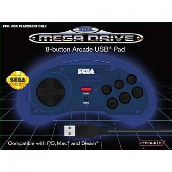 Controlador Con Cable Azul Retrobit Sega Mega Drive Conexión Usb