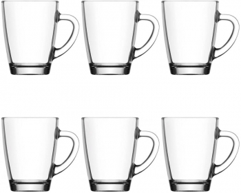 Set De 6 Tazas Transparentes De 300ml Mug De Vidrio