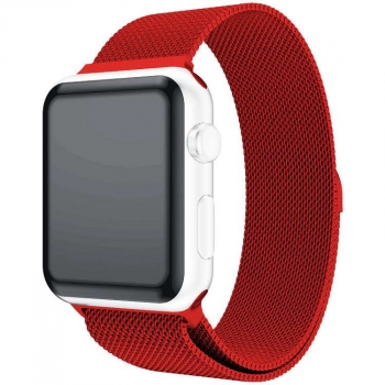 Correa Milanese Acero Inoxidable Loop Para Apple Watch Series 8 45mm Rojo