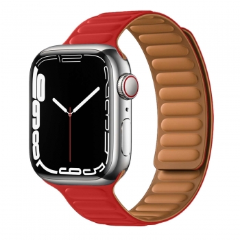 Correa De Eslabones Cierre Magnético Para Apple Watch Series 3 42mm Rojo