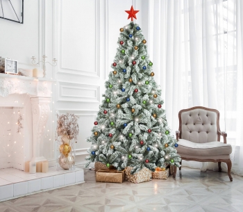 Árbol De Navidad "maria", Altura 150 Cm, Encalado, Extra Grueso, 410 Ramas, 90x90x150 Cm