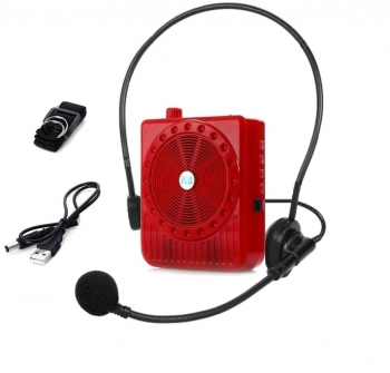 Microfono Con Amplificador De Cabeza Altavoz Portatil Altavoces Megafono Rojo