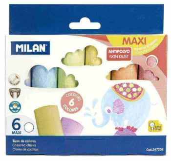 Tizas De Colores Milan Maxi 6 Unidades