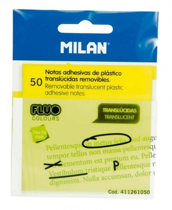 Notas Adhesivas Translúcidas Milan Fluo Amarillo