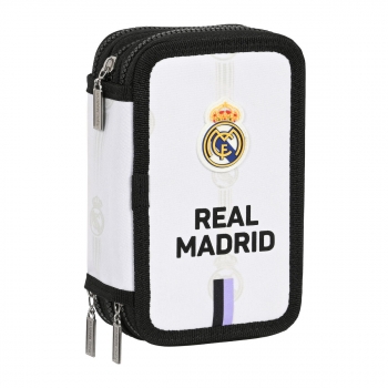 Plumier Triple Real Madrid C.f. Negro Blanco (12.5 X 19.5 X 5.5 Cm) (36 Piezas)