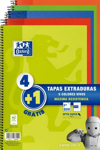 Pack De 5 Cuadernos Oxford Cuadriculados Tapa Extradura
