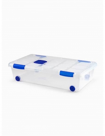 Caja De Plástico Para Almacenaje  Transparente  30 L (73x41x18cm) Con Ruedas