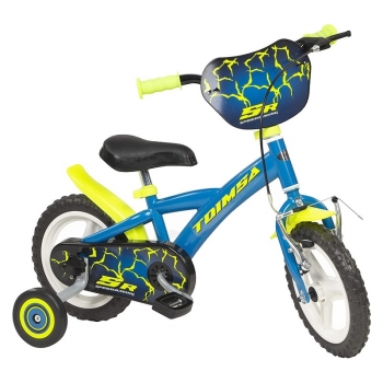 Bicicleta Infantil 12 Pulgadas Toimsa Azul Con Rayos Con Ruedines
