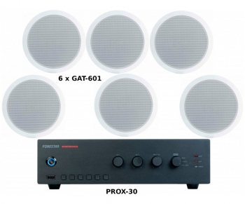 Fonestar Pack Ahorro 150 - Amplificador Prox-60 + Seis Altavoces De Techo Gat-601