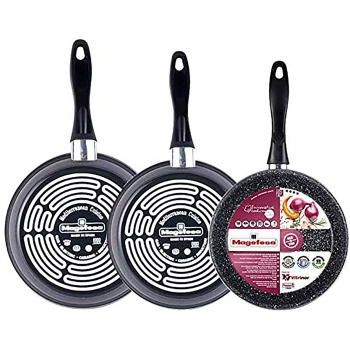 18 Magefesa K2 Gransasso Set of 3 Frying Pans 20 & 24cm in Diameter Dark Grey 