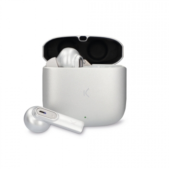 Auriculares Inalámbricos Ksix Spark, Bluetooth 5.2, Autonomía Hasta 20 Horas, Plateado