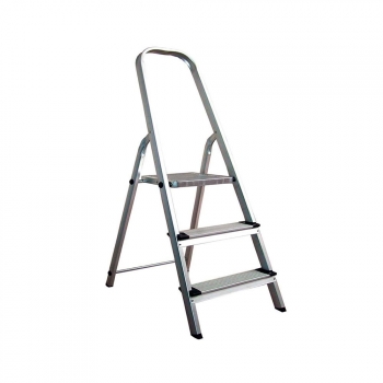 Escalera De Aluminio Plegable Con 3 Peldaños Gris | Orion91 | Escalera Pequeña Doméstica Para Cocina... | Escalera De Tijeras Con Tacos Antideslizantes | Resistente Y Estable | 130x42x68cm