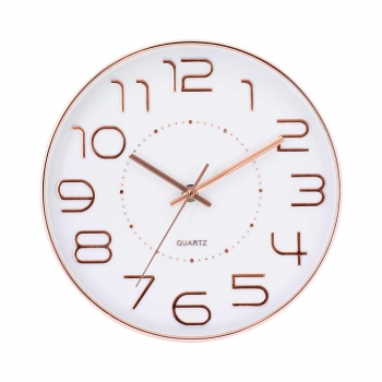 Reloj De Pared Original En Oro Rosa Con Esfera Blanca Ø25 Cm Thinia Home