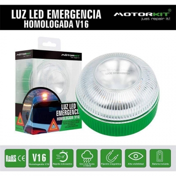 Motorkit Luz Magnética Led De Emergencia Homologada (v16) De Alta Luminancia, Sustituye A Los Triangulos.