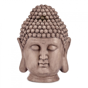 Figura Decorativa Para Jardín Buda Cabeza Gris Poliresina (31,5 X 50,5 X 35 Cm)