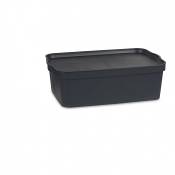Caja De Almacenaje Con Tapa Antracita Plástico (29,5 X 14,3 X 45 Cm)
