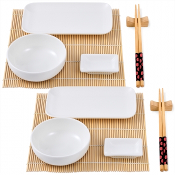 Set Sushi De 12 Piezas  Porcelana / Bambú / Madera Bergner Foodies Bicolor