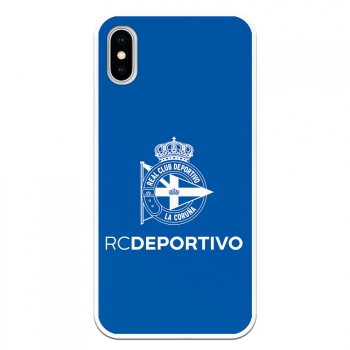 Funda Original Compatible Con Iphone X | Rc Deportivo Escudo Blanco Fondo Azul | Tpu Mate