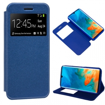 Cool® - Funda Flip Cover Huawei P30 Pro Liso Azul - Soporte Tapa Tipo Libro Ventana