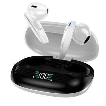 Auriculares Stereo Bluetooth Dual Pod Earbuds Inalámbricos Tws Lcd Cool Shadow Blanco