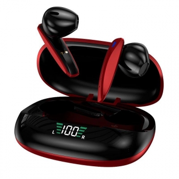 Auriculares Stereo Bluetooth Dual Pod Earbuds Inalámbricos Tws Lcd Cool Shadow Rojo