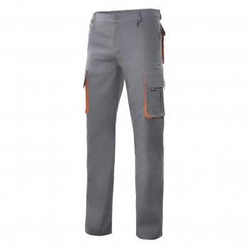Pantalon Bicolor Multibolsillo Gris / Naranja T/46