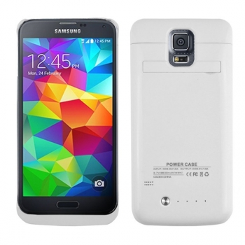 Outlet Samsung Galaxy S5 - Funda Bateria De 3800 Mah, Color Blanco Yatek, Con Pestaña Trasera, Ideal Como Soporte