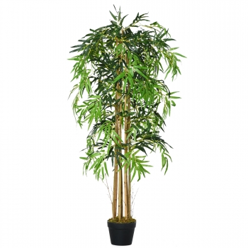 Planta De Bambú Artificial De Pe, Cemento Ø18x150 Cm - Outsunny. Verde