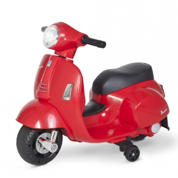 Homcom Moto Eléctrica Vespa Para Niños De 18-36 Meses Con Faro Bocina Y 4 Ruedas Motocicleta Infantil Con Licencia 66,5x38x52 Cm Rojo