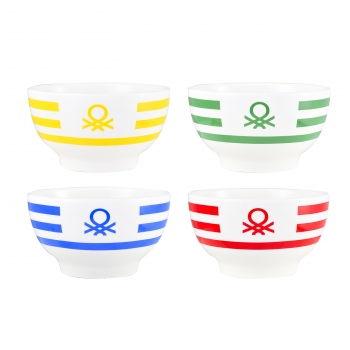 Set 2 Boles Porcelana New Bone China Con Logo Rainbow Benetton Surtidos Multicolor