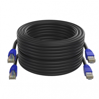 Max Connection Pack 2 Cables Ethernet Cat6 Rj45 26awg Exteriores 7.5m + 15 Bridas (2 Cables, Frecuencia Hasta 500 Mhz, Doble Capa Pvc, Tamaño 7.5m) - Negro