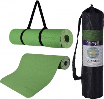 Esterilla De Yoga Wueps | Mat De Yoga Antideslizante Con Material Tpe Ecológico| Verde Pasto/gris Claro