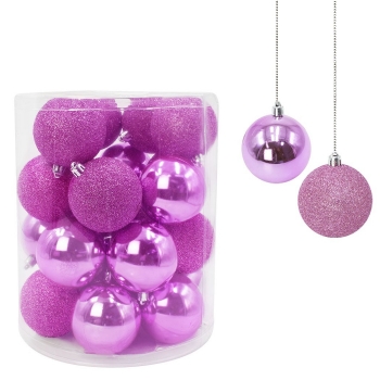 Uso de múltiples Bolas de Navidad con Cadena Práctica Bola plástica inastillable Adornos del árbol de Navidad Bolas de Color Rosa Mejor Regalo para la Navidad Naisicatar 1box 24pcs 