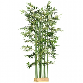 Bambú Artificial De Poliéster Madera Pino Homcom 35x10x180 Cm-verde