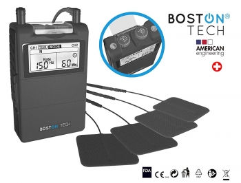 Boston Tech Me-89plus - Electroestimulador Muscular Digital Tens - Ems, Unidad Fisioterapia Digital De Dos Canales,24 Programas Ajustables. Alivio De Dolores, Rehabilitacion Y Tonificador Muscular