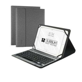Funda Con Teclado Para Tablet 10,1" - 10,8" - Subblim Keytab Pro Bluetooth Gris