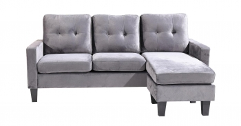 Sofa + Puf Convertible En Chaise Longue 184x131 Cm 3 Plazas Color Gris