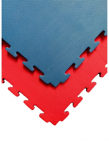 Lote X5 Losetas Tatami Puzzle - Rojo/azul  Esterilla Reversible Antideslizante  Suelo Para Gimnasios, Artes Marciales, Judo  Espesor: 25mm