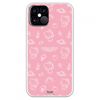Carcasa Para Iphone 12 O 12 Pro Con Un Diseño De Hello Kitty Patron Sobre Rosa