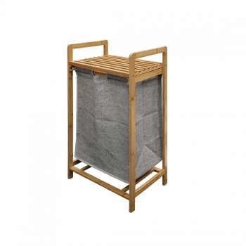 Acomoda Textil – Mueble Organizador De Bambú Para Ropa Con Compartimentos Extraíbles. Estantería De Baño Con Cesta Para Ropa Limpia Y Sucia. Mueble Para Doblar La Colada Gris. (1 Compartimento)