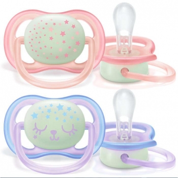 Pack De 2 Chupetes Ultra Air Nocturnos 0-6 Meses Philips Avent Rosa