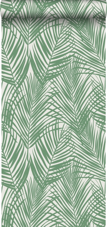 Papel Pintado Estahome Hojas De Palmera Jade Verde - 139007 - 0,53 X 10,05 M