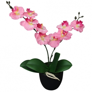 Planta Artificial Orquídea Con Macetero 30 Cm Rosa Vidaxl