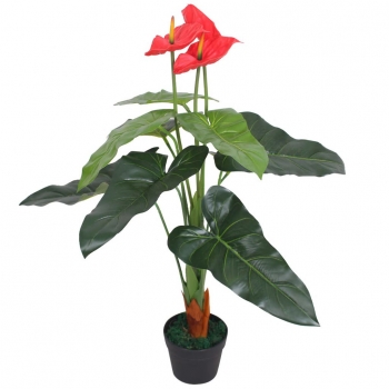 Planta De Anturio Artificial Con Maceta 90 Cm Roja Y Amarilla Vidaxl