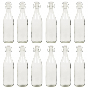 Botella De Vidrio Con Cierre De Clip 12 Piezas 1 L Vidaxl